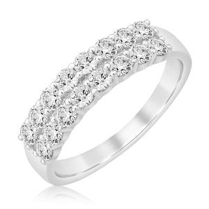 1ctw Diamond Two-Row White Gold Anniversary Band - Embrace Collection
