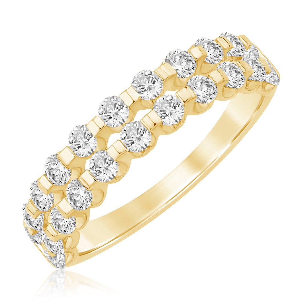 1ctw Diamond Two-Row Yellow Gold Anniversary Band - Embrace Collection