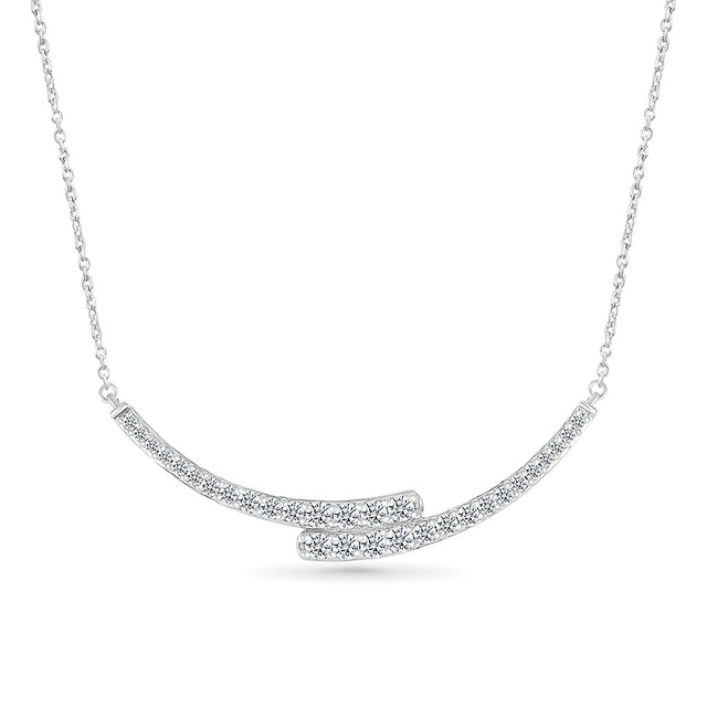 1ctw Diamond White Gold Bar Pendant Necklace
