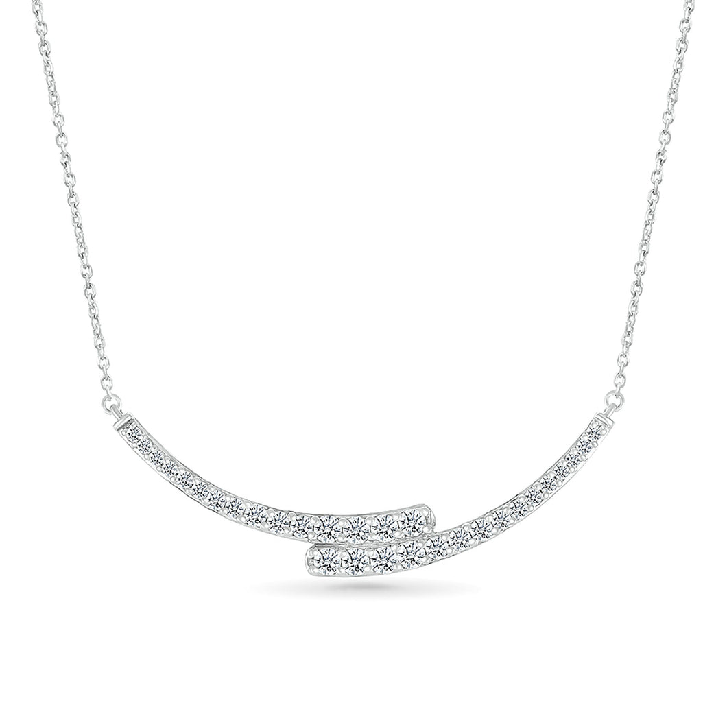 1ctw Diamond White Gold Bar Pendant Necklace
