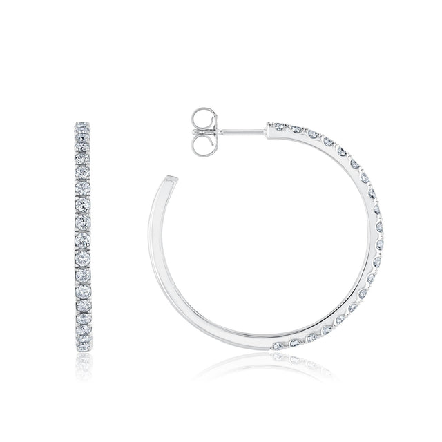 1ctw Diamond White Gold Hoop Earrings