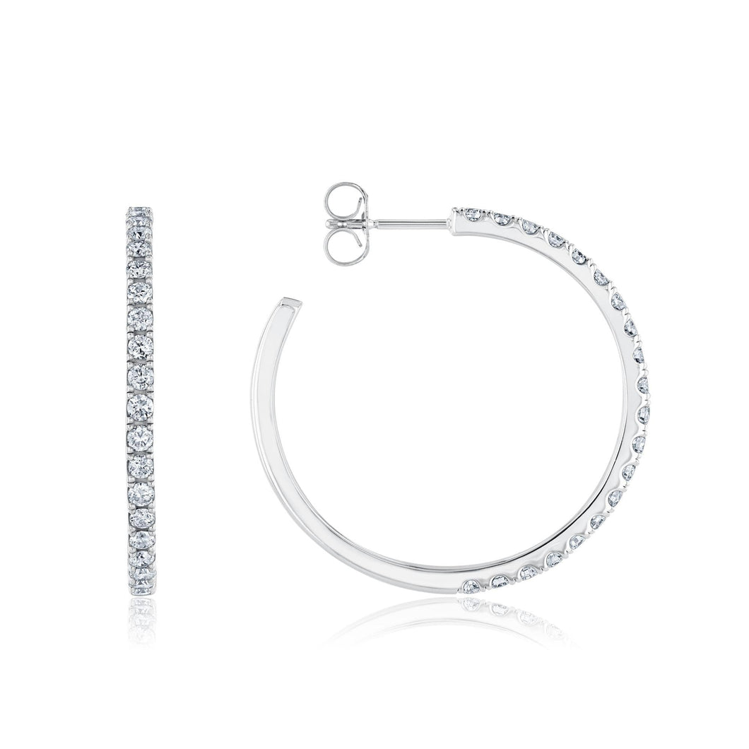 1ctw Diamond White Gold Hoop Earrings