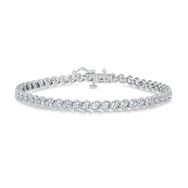 1ctw Diamond White Gold Knot Link Bracelet