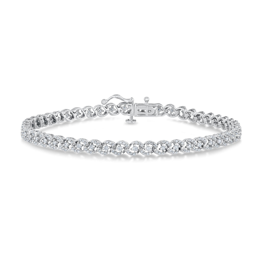 1ctw Diamond White Gold Knot Link Bracelet