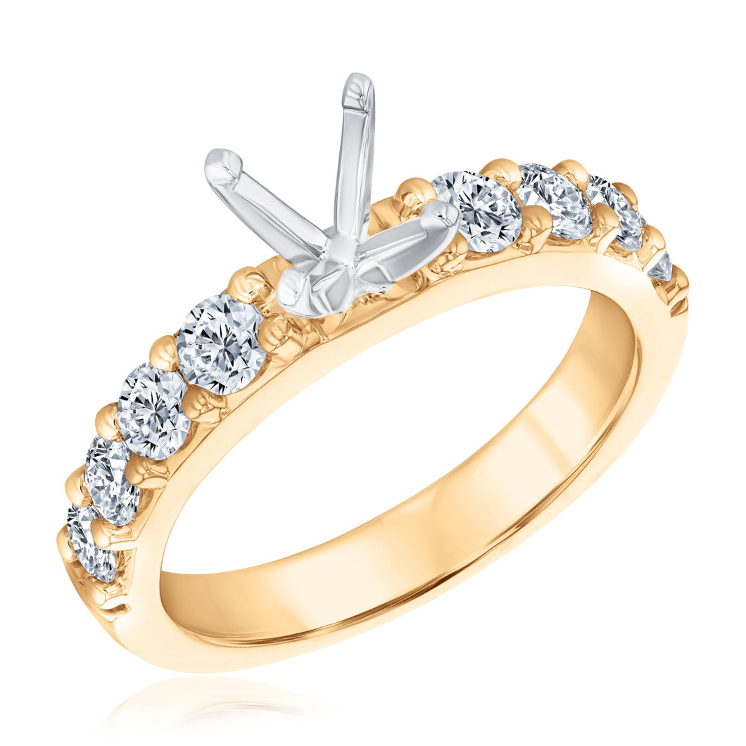 1ctw Diamond Yellow Gold Engagement Ring Setting - Size 5