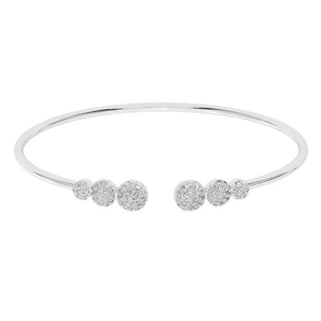 1ctw Lab Grown Diamond Cluster White Gold Bangle Bracelet