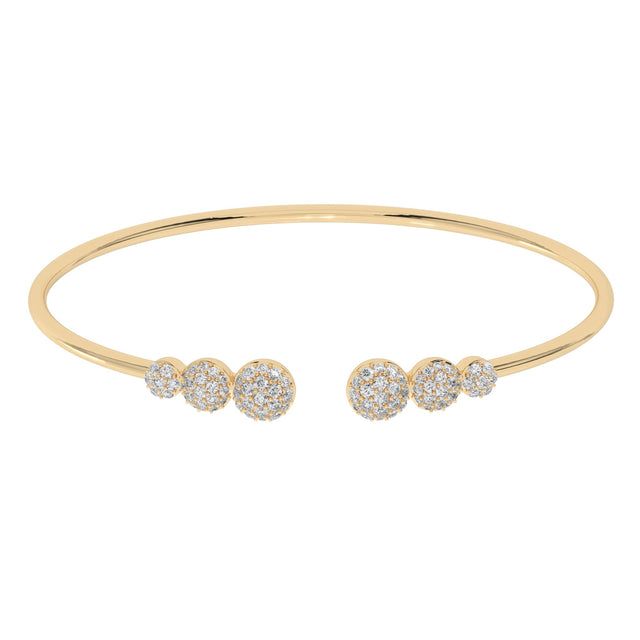 1ctw Lab Grown Diamond Cluster Yellow Gold Bangle Bracelet