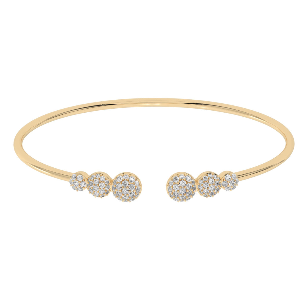 1ctw Lab Grown Diamond Cluster Yellow Gold Bangle Bracelet