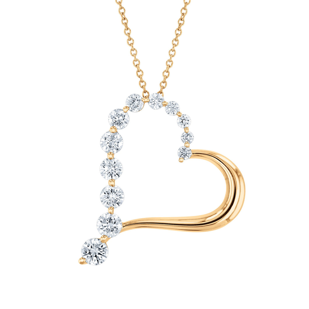 1ctw Lab Grown Diamond Heart Yellow Gold Pendant Necklace