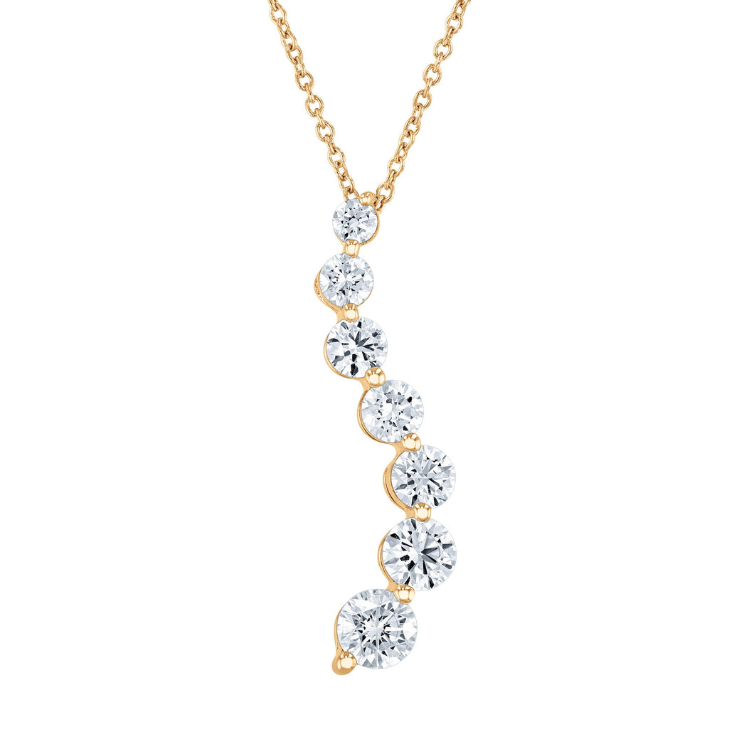 1ctw Lab Grown Diamond Journey Yellow Gold Pendant Necklace