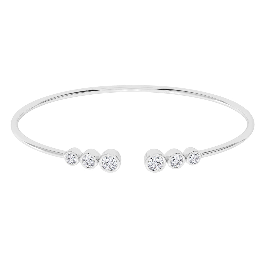 1ctw Lab Grown Diamond White Gold Bangle Bracelet