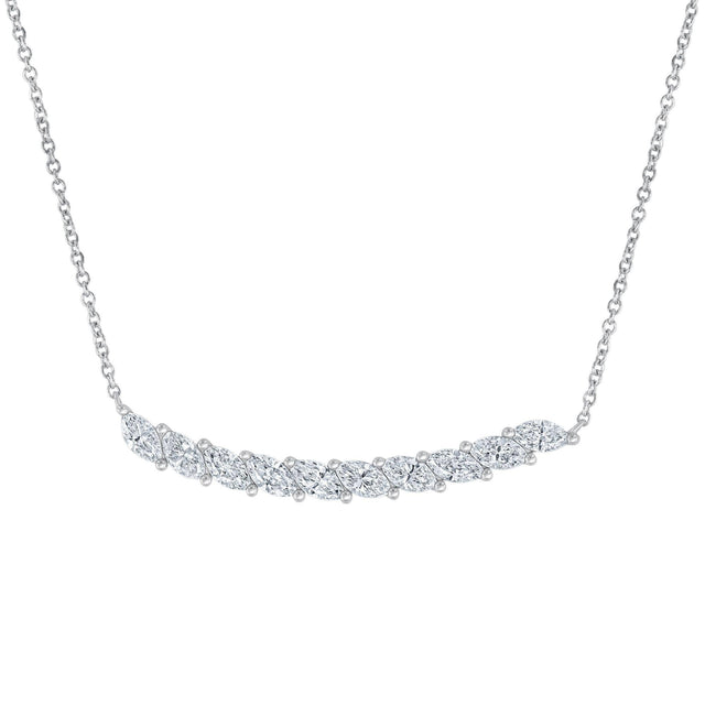 1ctw Marquise Diamond Curved Bar White Gold Necklace - Classic Collection