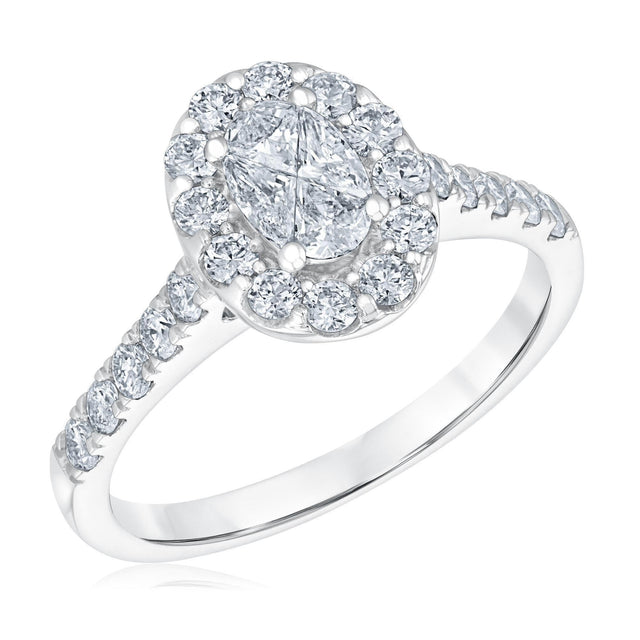 1ctw Oval Diamond Composite White Gold Engagement Ring | Harmony Collection