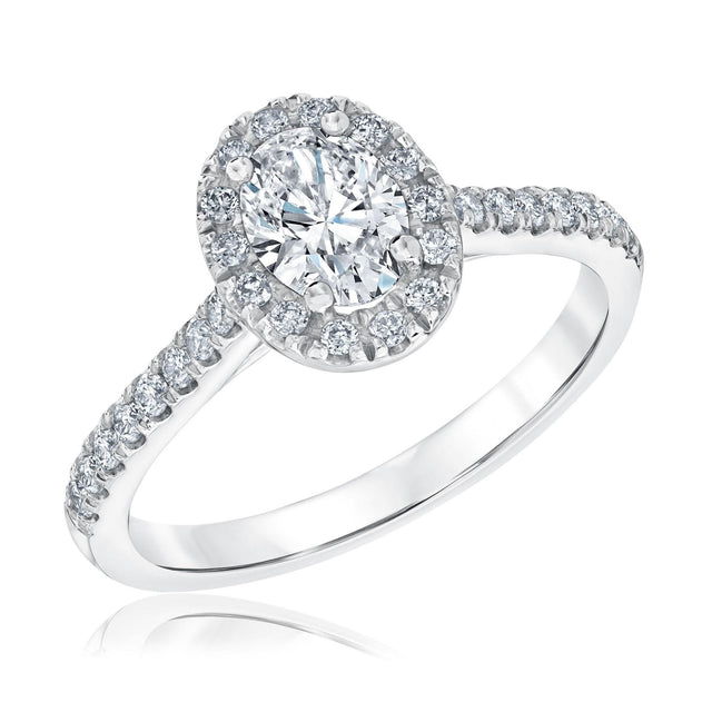 1ctw Oval Diamond Halo Platinum Engagement Ring | Couture Collection