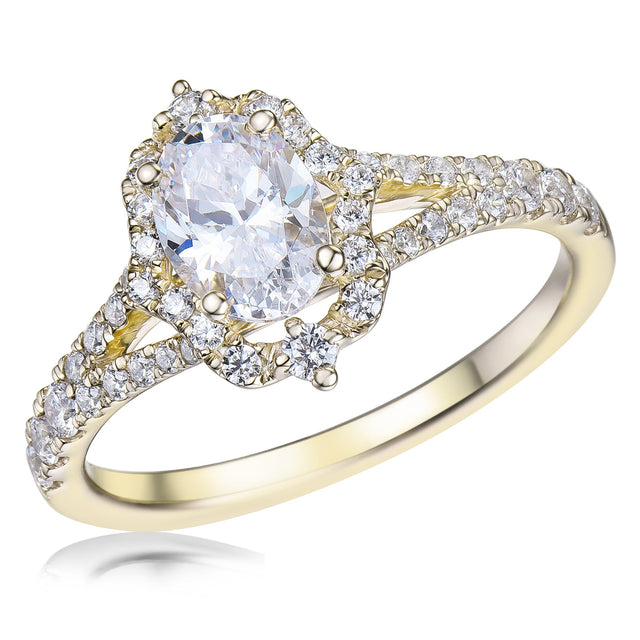 1ctw Oval Diamond Yellow Gold Engagement Ring | Size 5