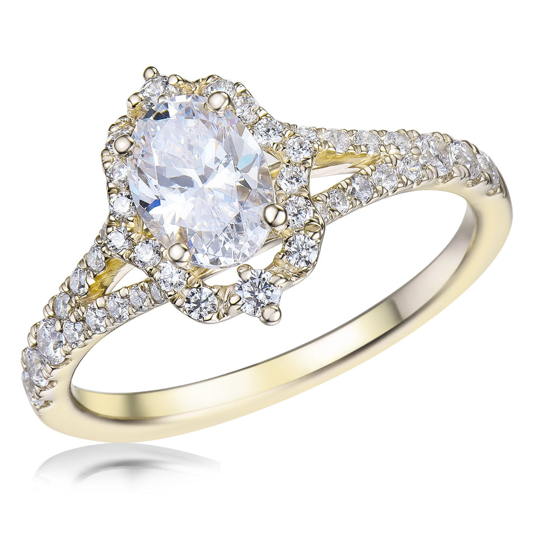 1ctw Oval Diamond Yellow Gold Engagement Ring | Size 5