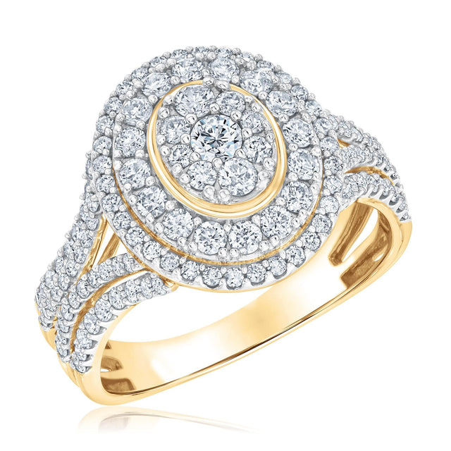 1ctw Oval-Shaped Diamond Composite Yellow Gold Engagement Ring - Glow Collection - Size 5