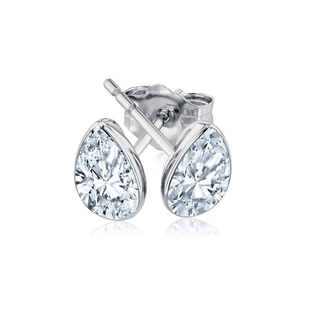 1ctw Pear Lab Grown Diamond White Gold Solitaire Stud Earrings