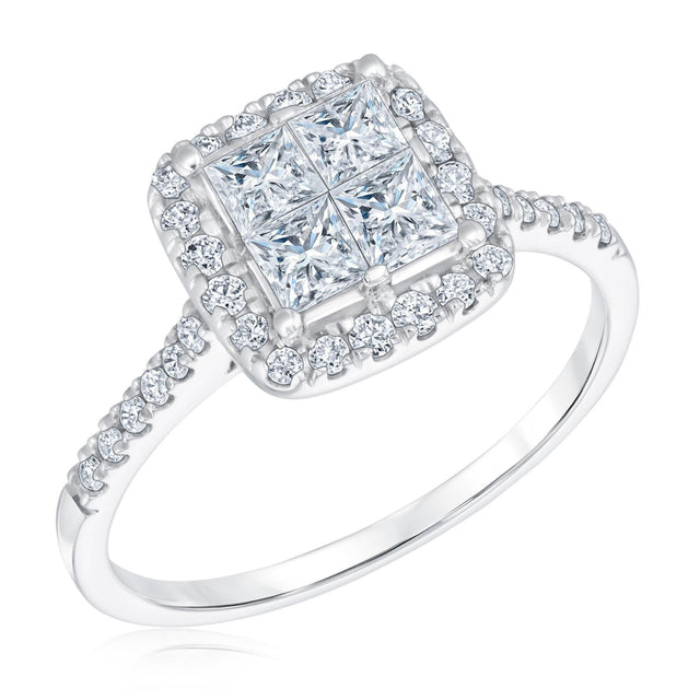 1ctw Princess Diamond Composite White Gold Engagement Ring | Harmony Collection