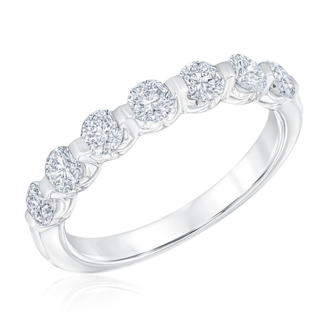 1ctw Round Diamond Bar White Gold Set Wedding Band | Embrace Collection