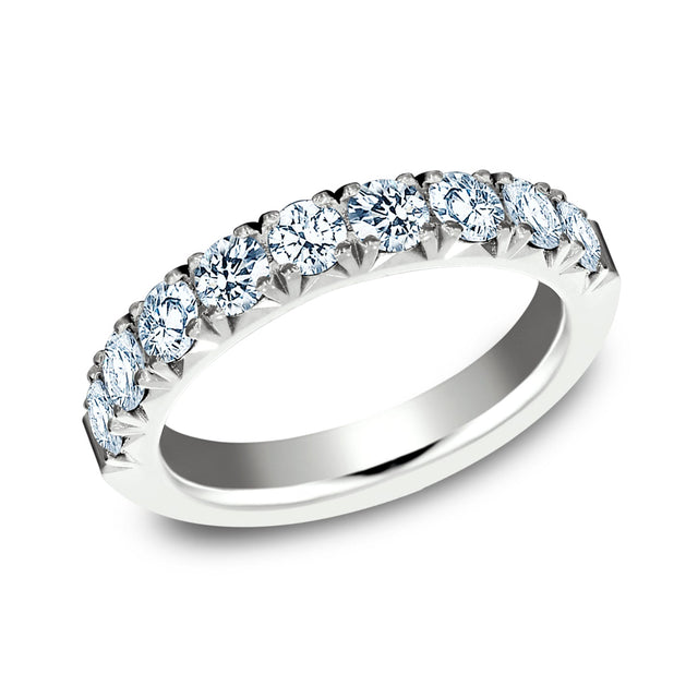 1ctw Round Diamond Butterfly Prong White Gold Wedding Band 3mm - Size 4