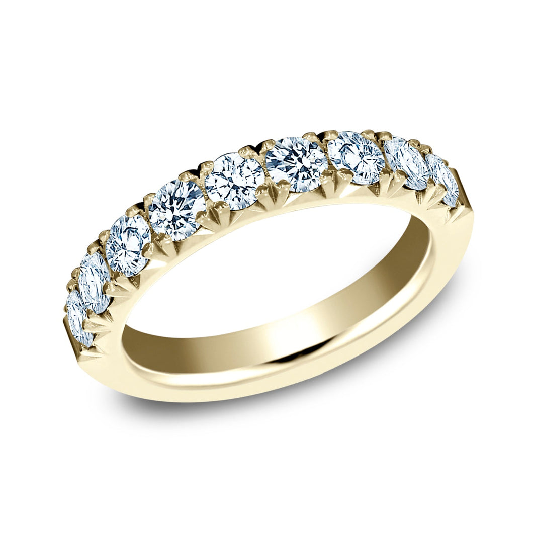 1ctw Round Diamond Butterfly Prong Yellow Gold Wedding Band 3mm - Size 4