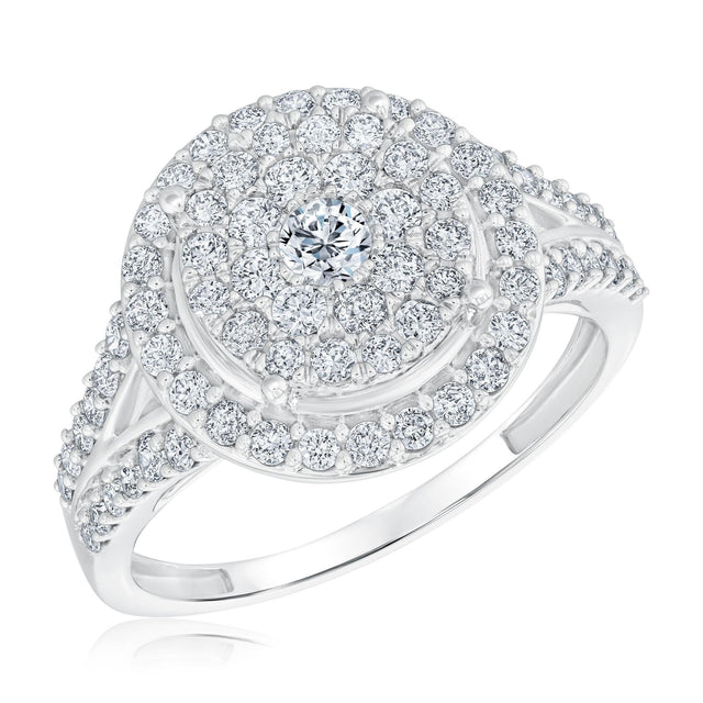 1ctw Round Diamond Composite Halo White Gold Engagement Ring | Harmony Collection