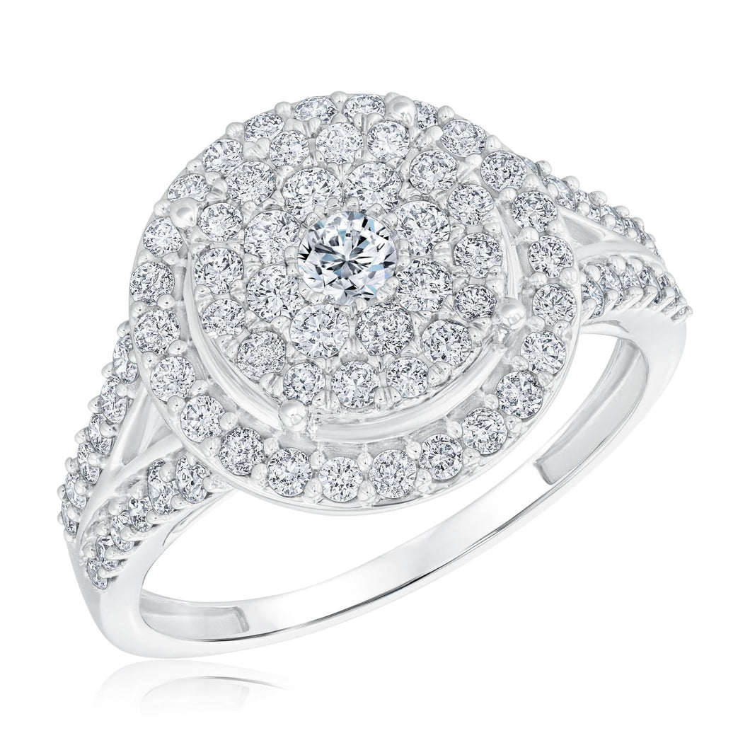 1ctw Round Diamond Composite Halo White Gold Engagement Ring | Harmony Collection