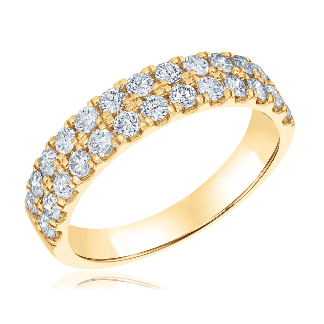 1ctw Round Diamond Double Row Yellow Gold Band | Embrace Collection