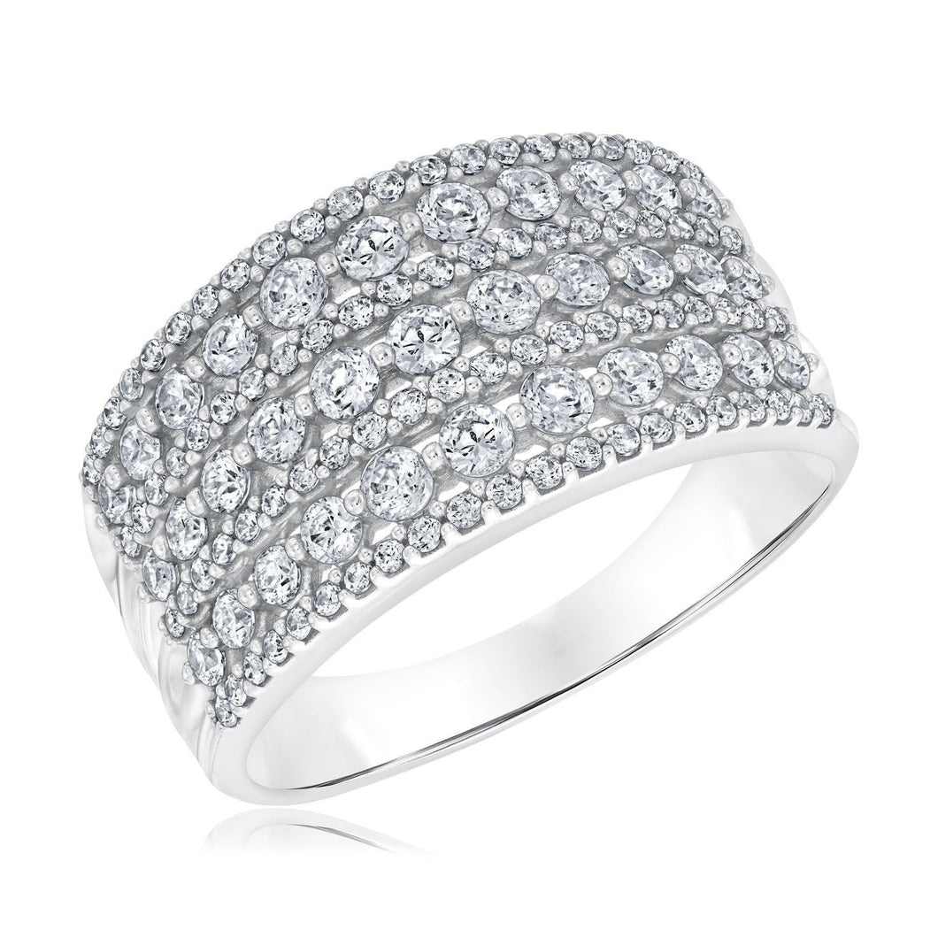 1ctw Round Diamond Multi-Row White Gold Anniversary Ring | Embrace Collection