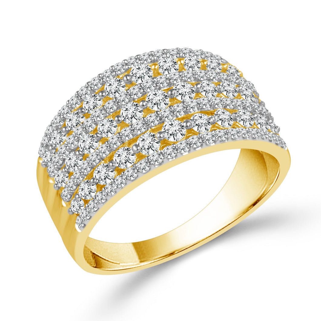 1ctw Round Diamond Multi-Row Yellow Gold Anniversary Band - Embrace Collection - Size 7