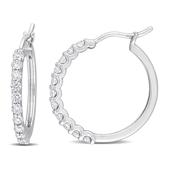 1ctw Round Diamond Platinum Hoop Earrings