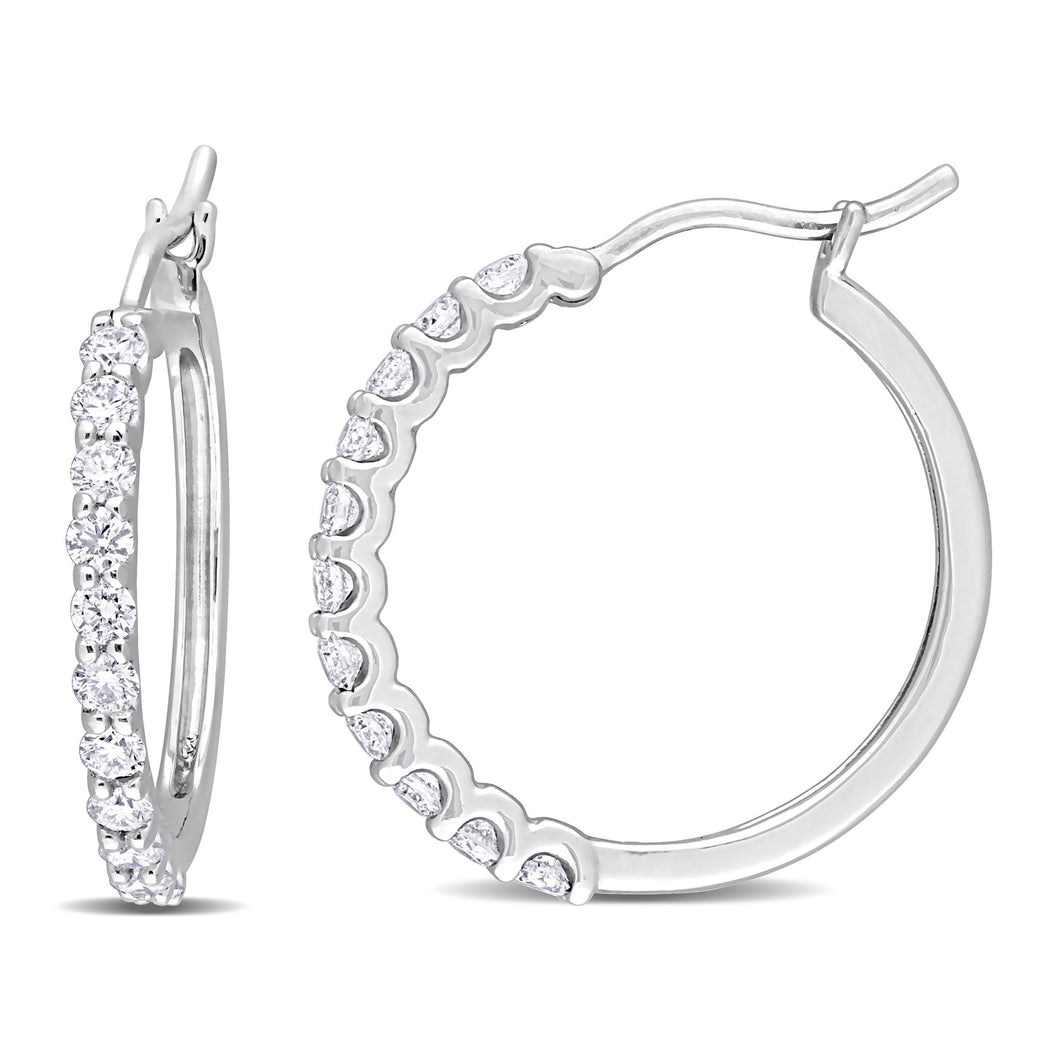 1ctw Round Diamond Platinum Hoop Earrings