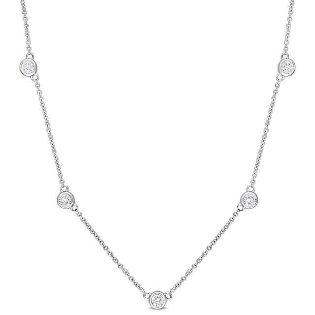 1ctw Round Diamond Platinum Station Necklace