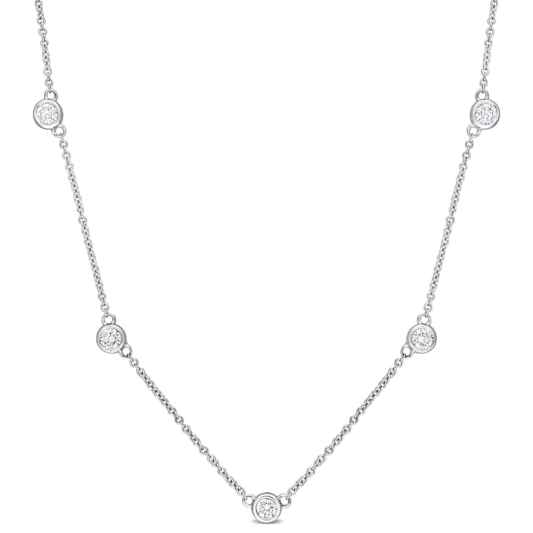 1ctw Round Diamond Platinum Station Necklace