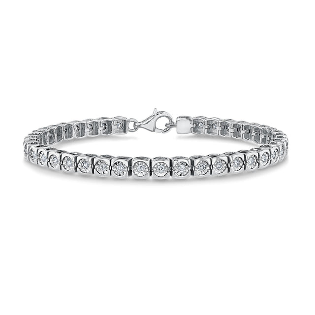 1ctw Round Diamond Sterling Silver Tennis Bracelet