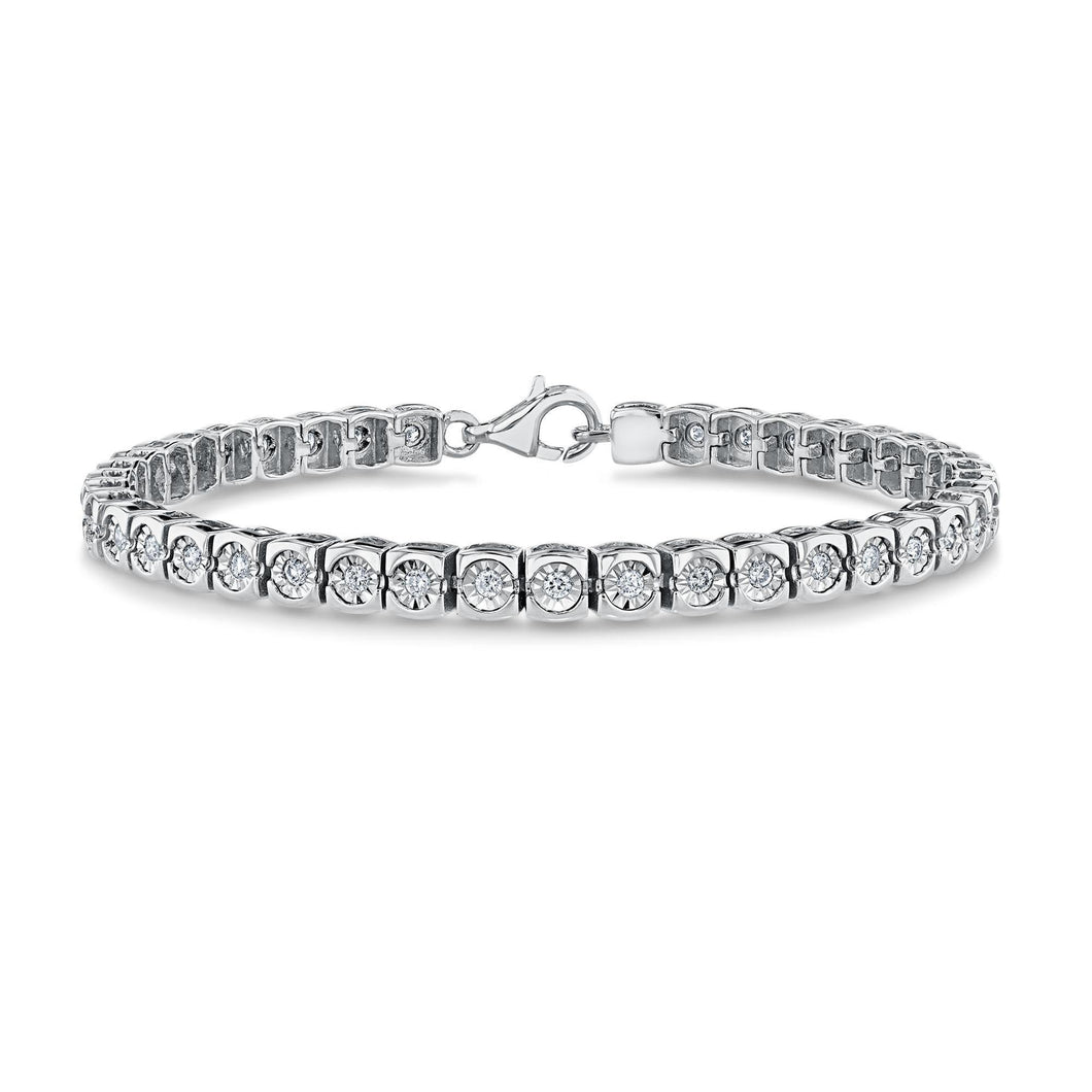 1ctw Round Diamond Sterling Silver Tennis Bracelet