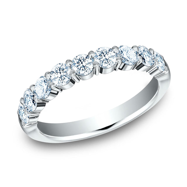 1ctw Round Diamond White Gold Wedding Band 3mm - Size 4