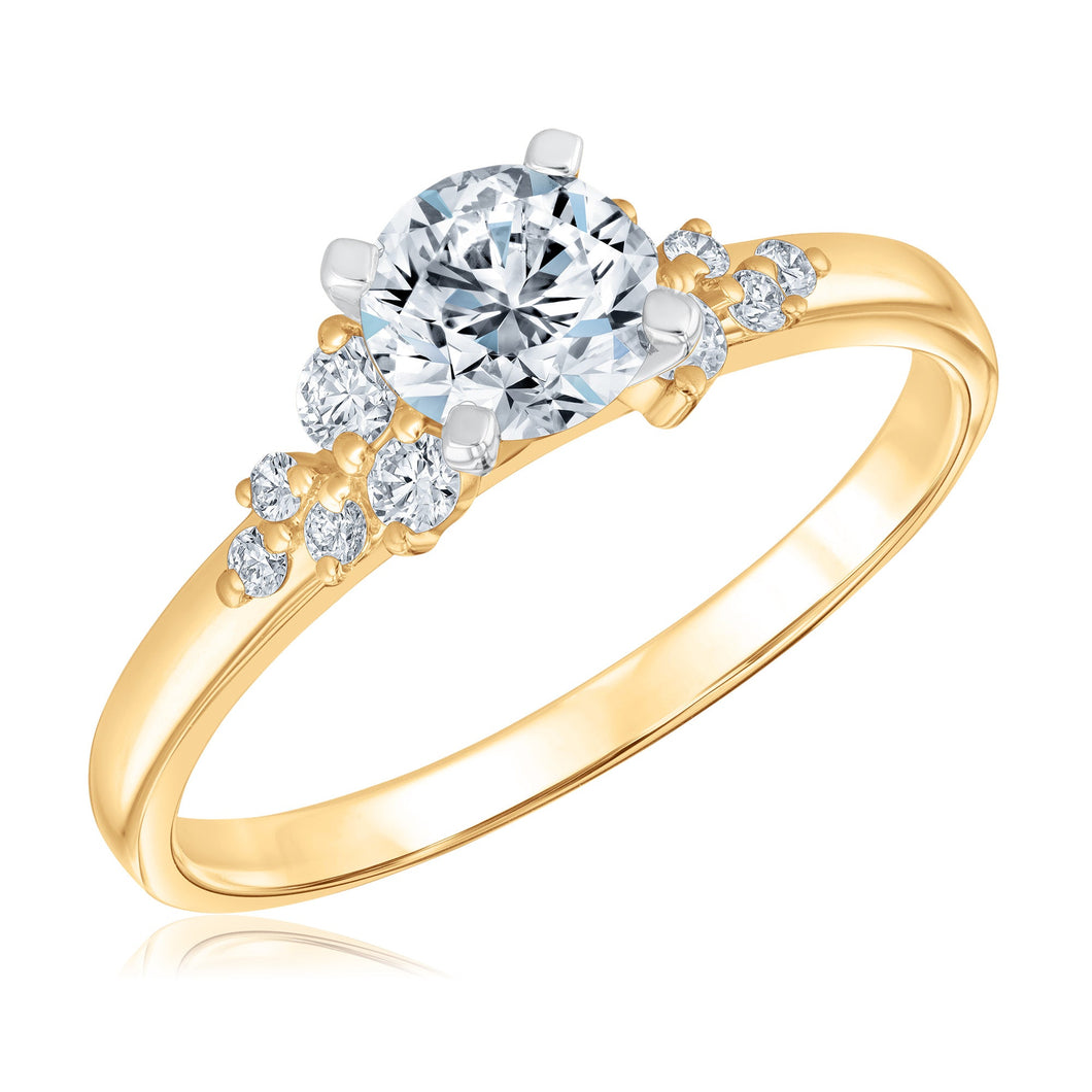 1ctw Round Diamond Yellow Gold Engagement Ring