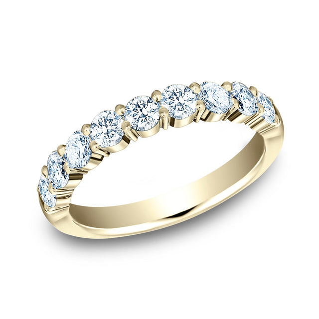 1ctw Round Diamond Yellow Gold Wedding Band 3mm - Size 5
