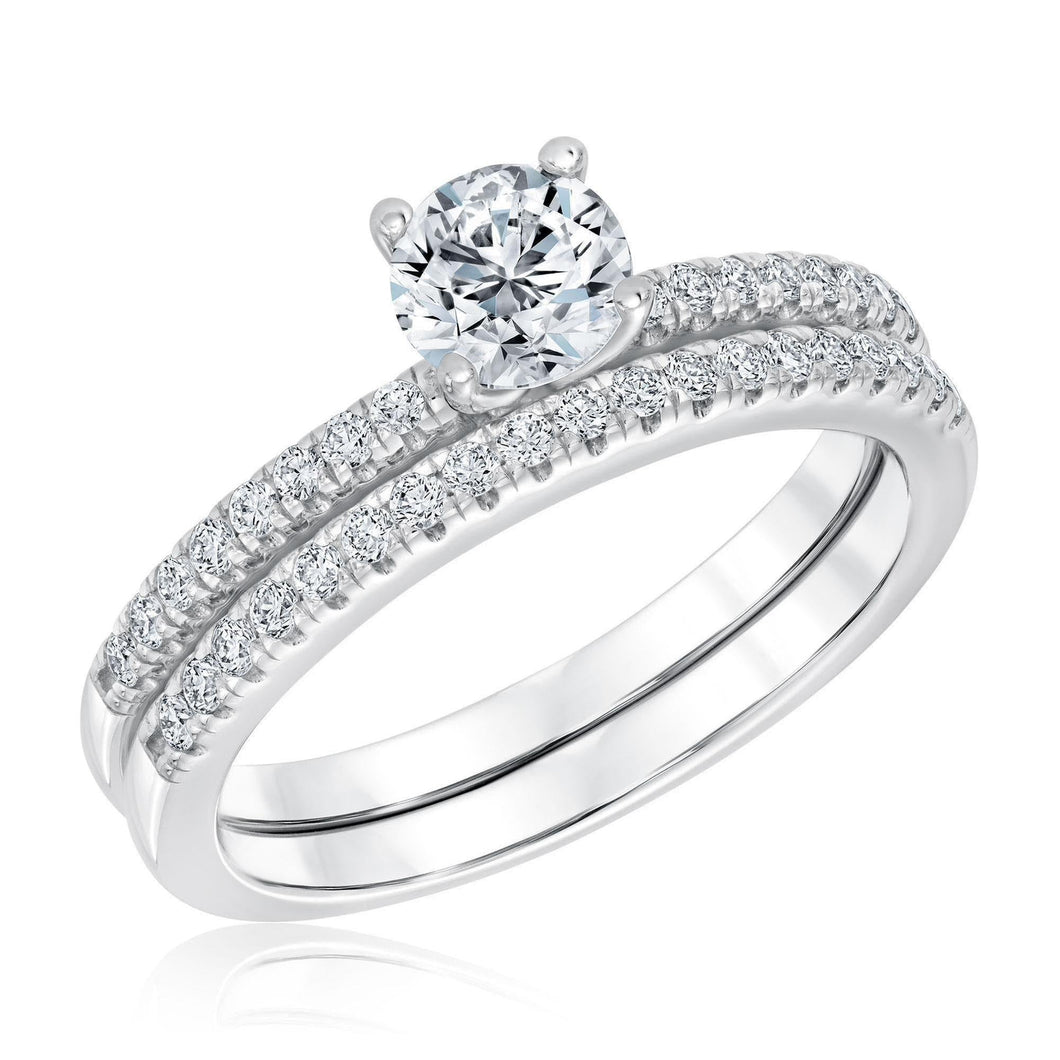 1ctw Round Lab Grown Diamond Engagement and Wedding Ring Bridal Set