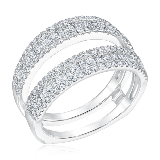 1ctw Round and Baguette Diamond White Gold Ring Guard | Embrace Collection