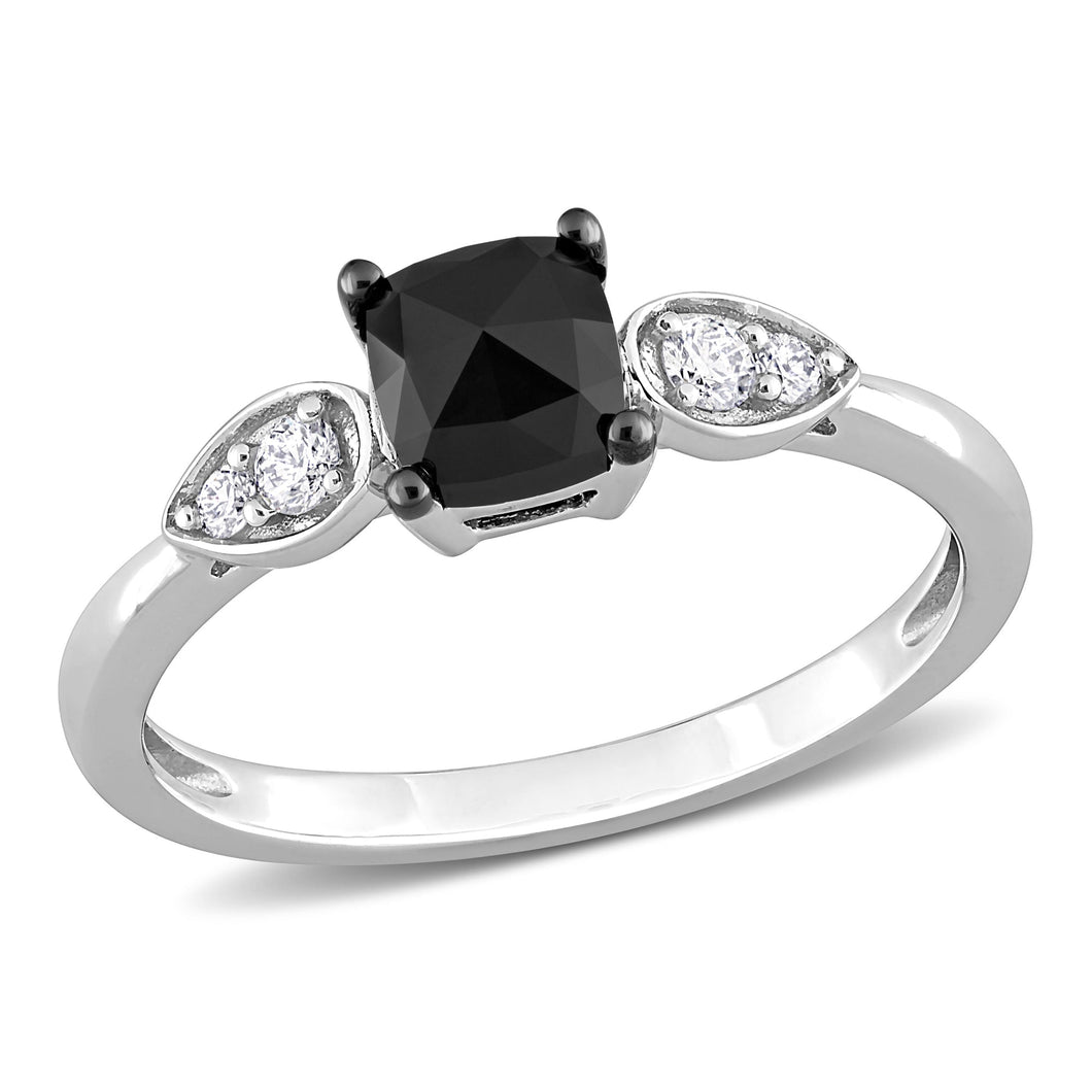 1ctw Treated Black Diamond and Diamond White Gold Ring | Size 6