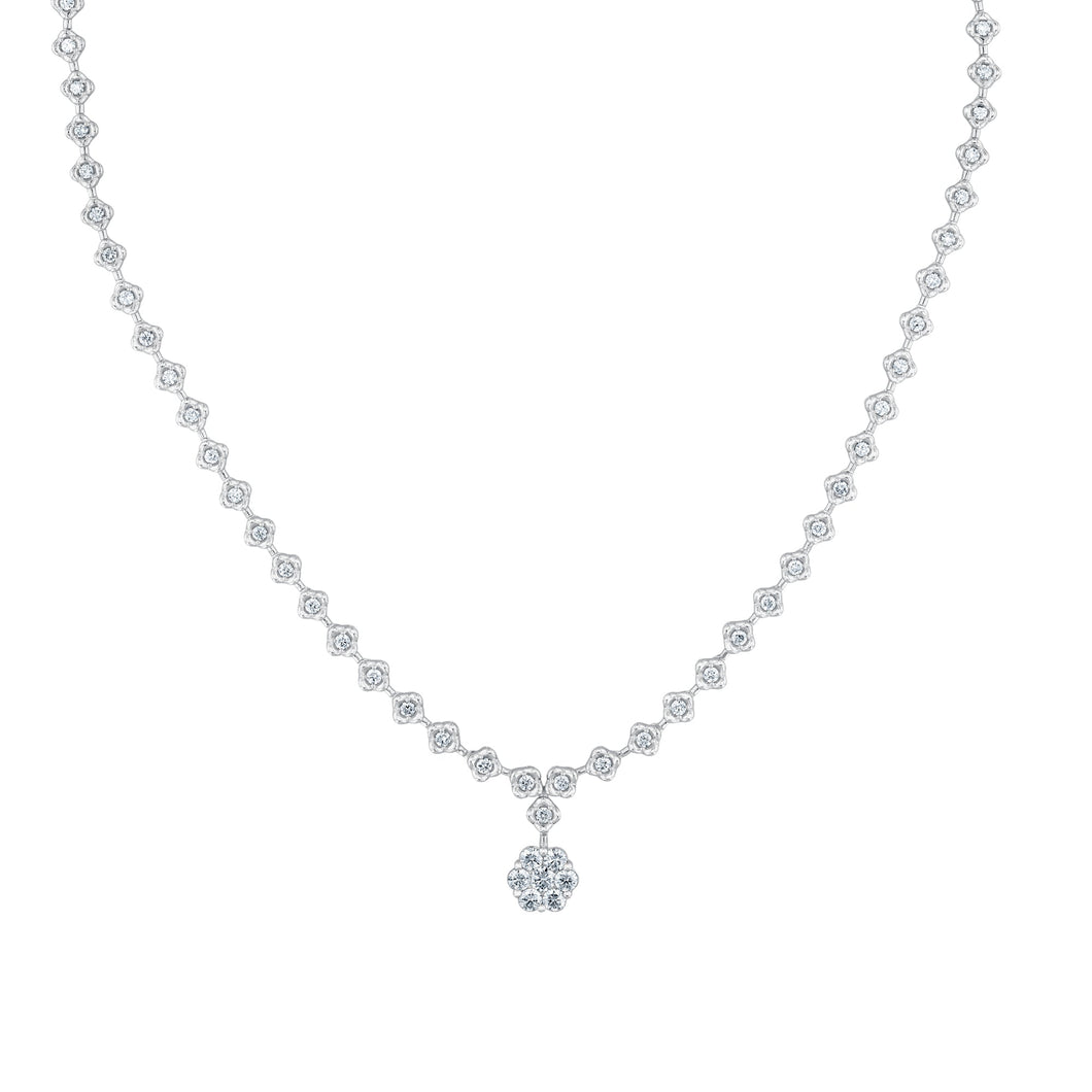 2 1/2ctw Lab Grown Diamond Floral White Gold Necklace