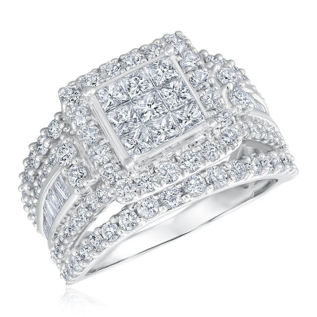 2 1/2ctw Princess Diamond Composite White Gold Engagement Ring | Harmony Collection