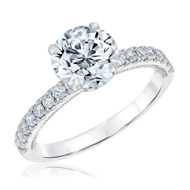 2 1/2ctw Round Lab Grown Diamond Hidden Halo White Gold Engagement Ring - Chemistry