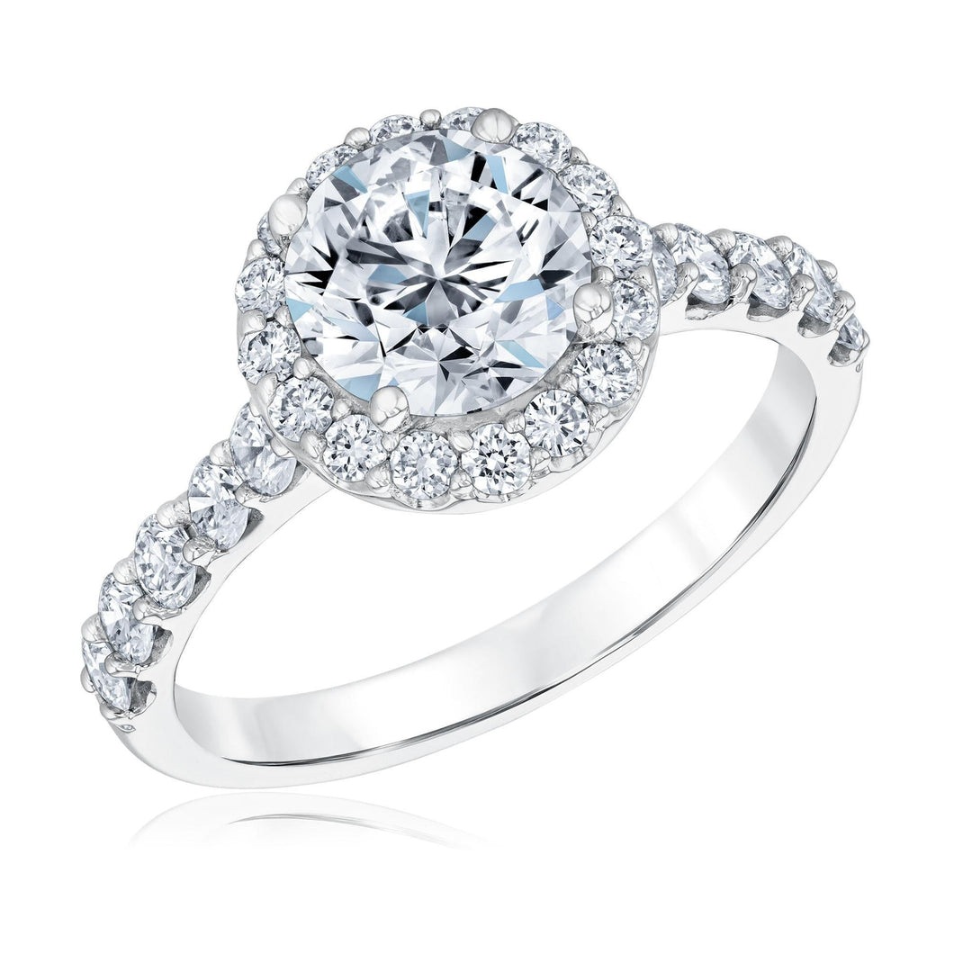 2 1/3ctw Round Lab Grown Diamond Halo White Gold Engagement Ring