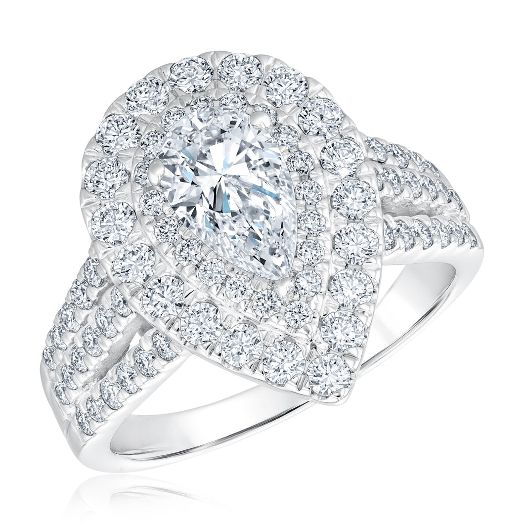2 1/4ctw Pear-Shaped Lab Grown Diamond Double Halo White Gold Engagement Ring