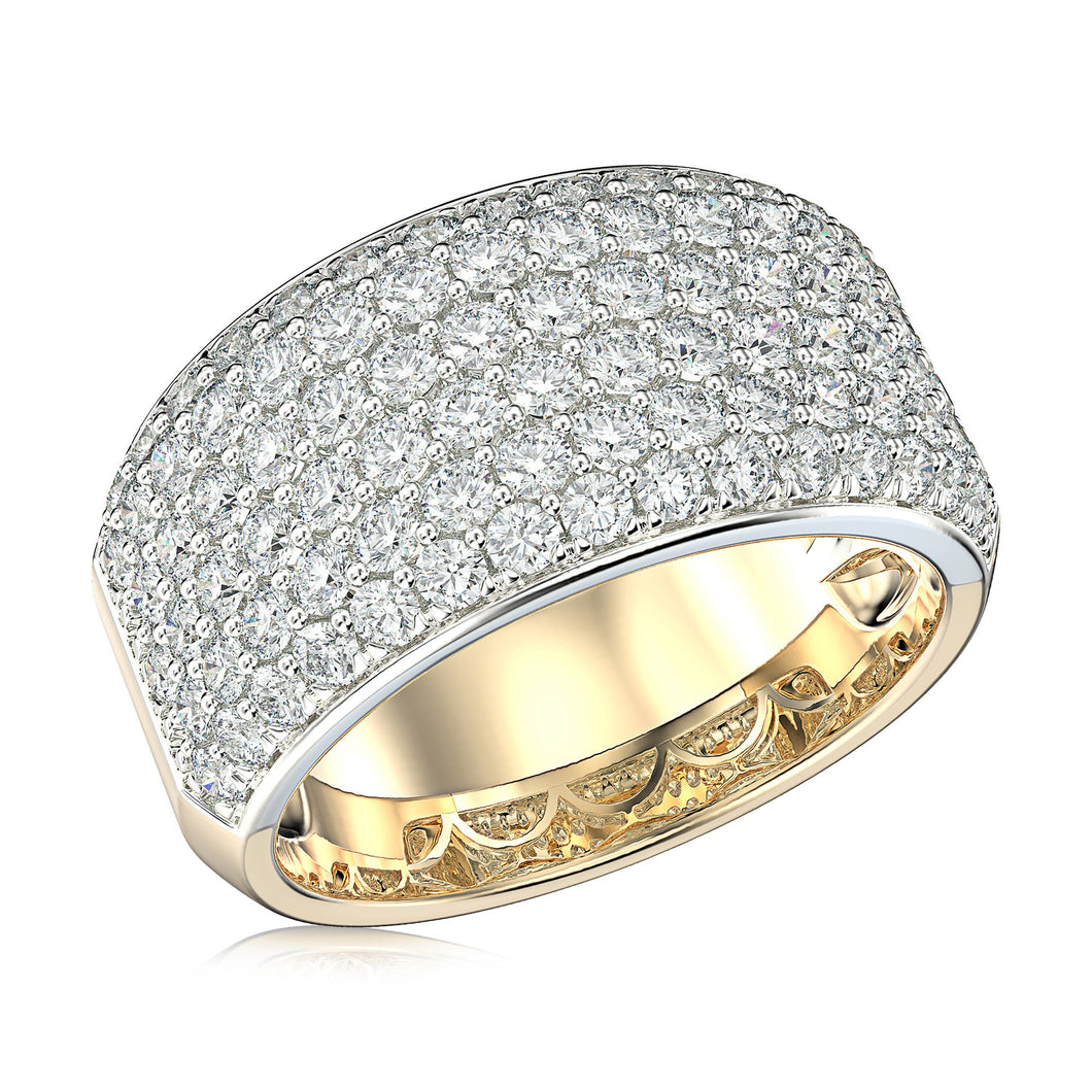 2 1/4ctw Round Diamond Pave Yellow Gold Anniversary Ring - Embrace Collection - Size 6