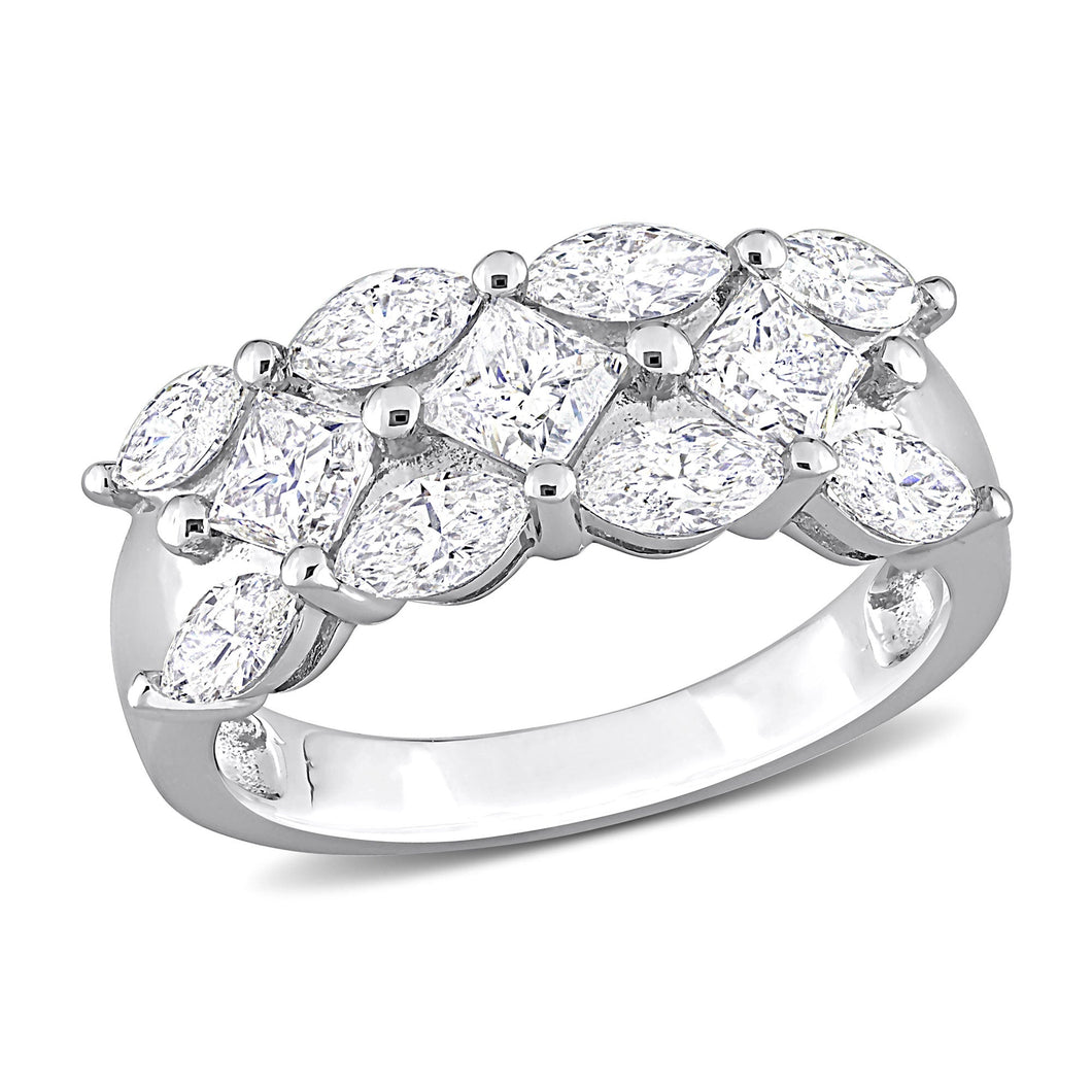 2 1/5ctw Marquise and Princess Diamond Semi-Eternity White Gold Band Ring - Size 5